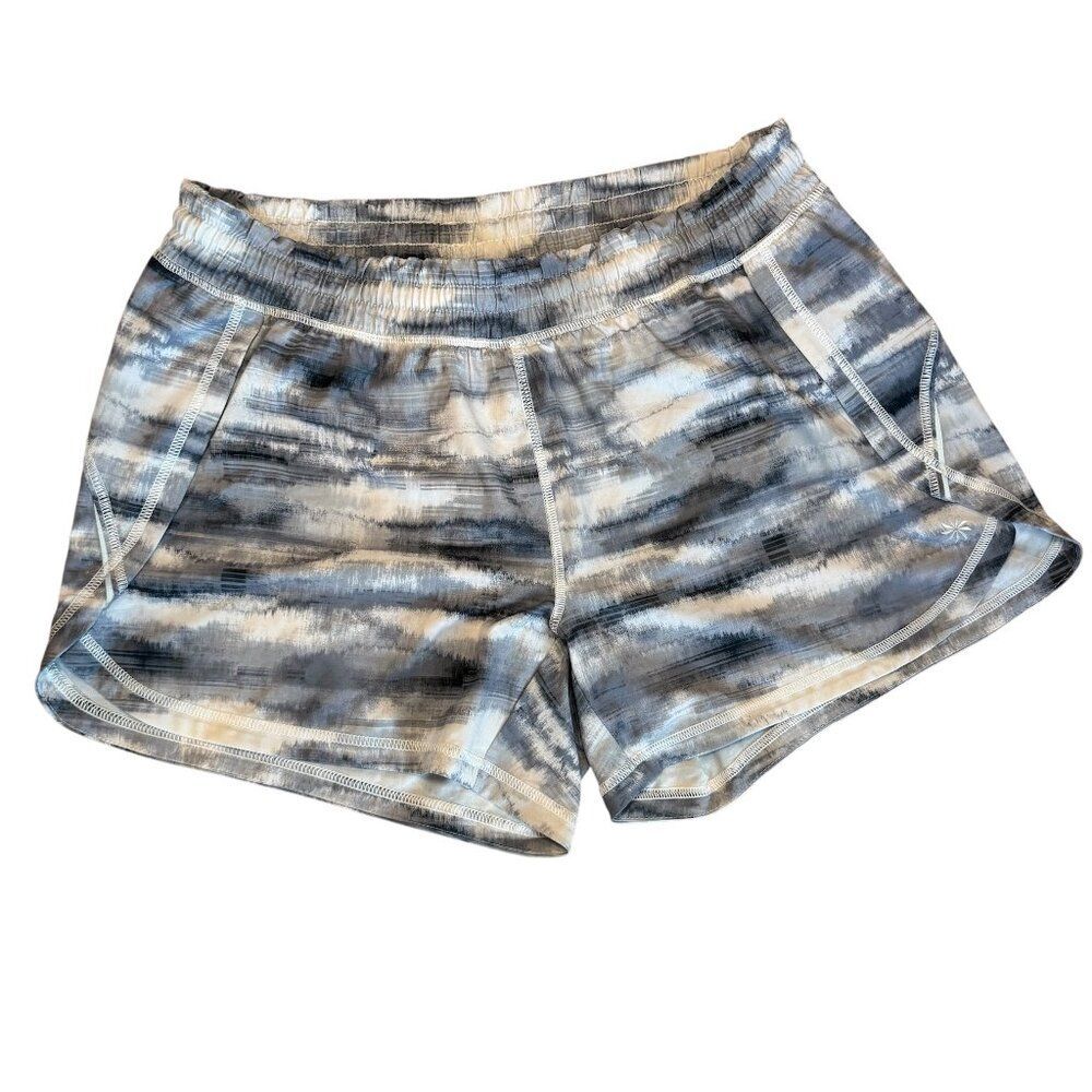 Athleta Women’s Printed Run Shorts | Gray Blue Tie Dye | Size Large